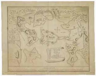 邦克山战役地图手稿，1775年钢笔、墨水和水彩