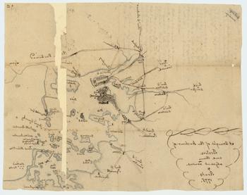 Manuscript map of the Boston Harbor, 1775 Pen and ink