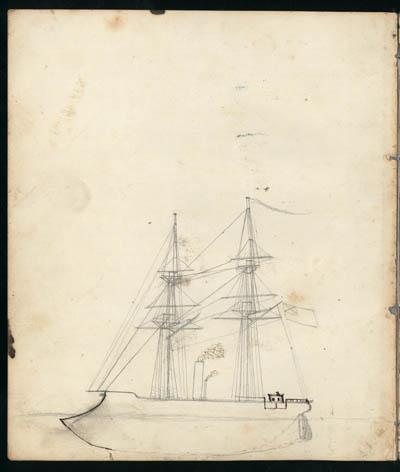 威廉·本杰明·古尔德日记，1863-1864年，页在卷的末尾与CSS绘图 石墙 纸上铅笔